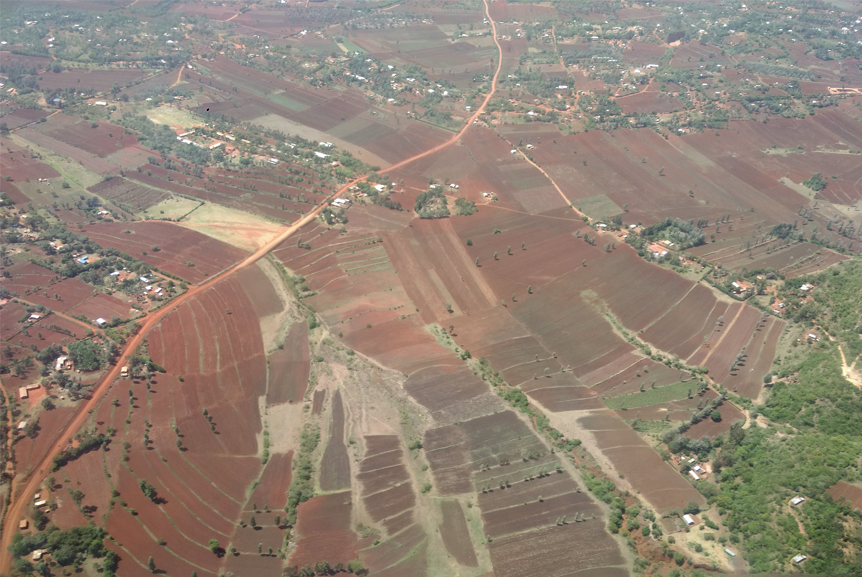 aerial view approaching Lake Manyara and Arusha