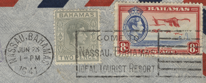 Close-up of stamps and cancellation