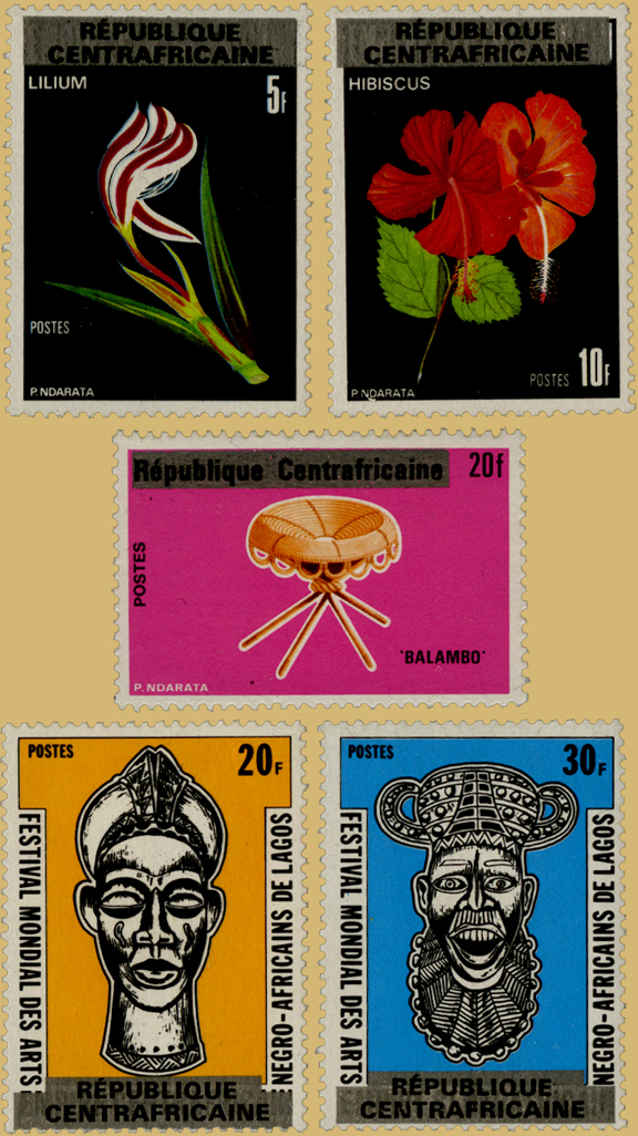 Central African Republic Overprinted on Empire Issues