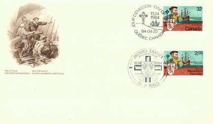 Canada-France Joint Issue on First Day Cover