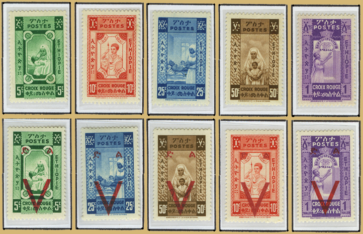 V Overprint on Unissued Red Cross Semi-Postal