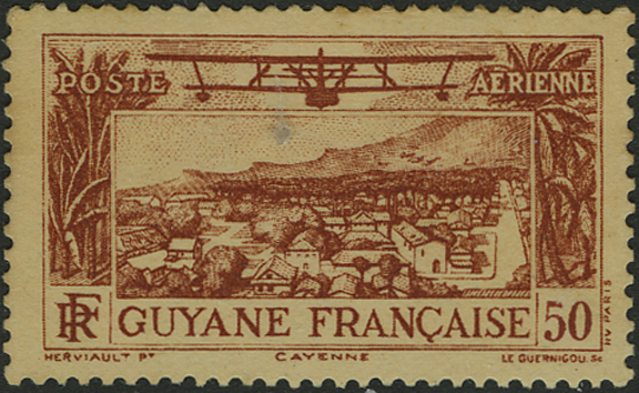 View of Cayenne on First Airmail Issue