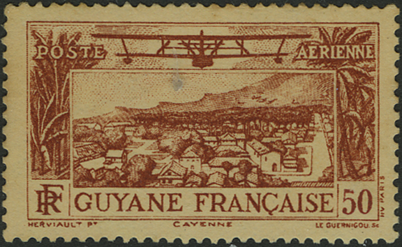 View of Cayenne on First Airmail Issue