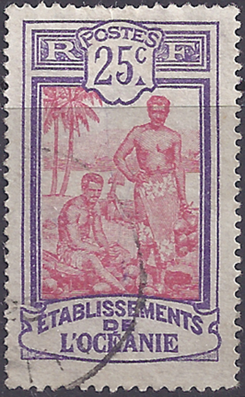 Stamp inscribed Etablissements de l'Oceanie