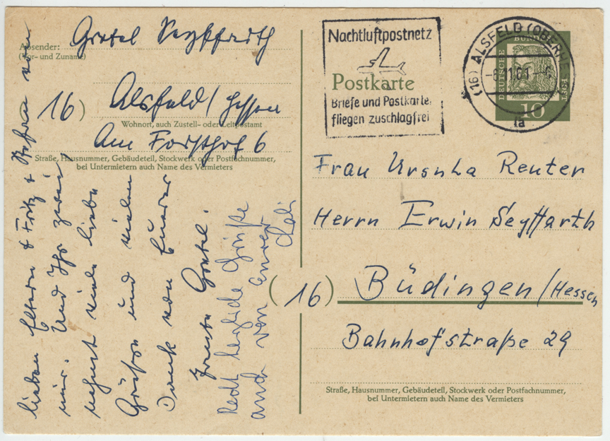 Nachtluftpostnetz Slogan Cancellation of 1961