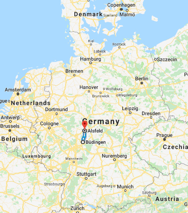 Route from Alsfeld to Budingen, Germany