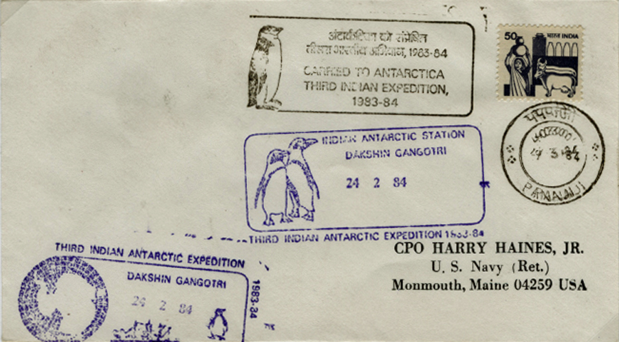 Commemorative Cover for the Third Indian Antarctic Expedition