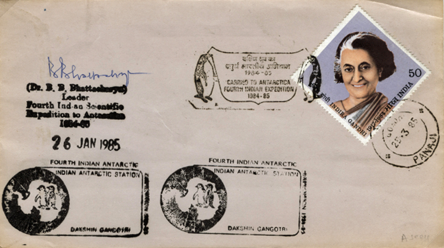 Commemorative Cover for the Fourth Indian Antarctic Expedition