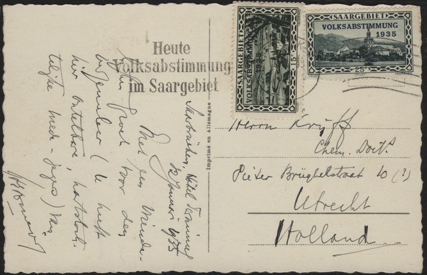 Heute Volksabstimmung im Saargebiet Slogan Cancellation