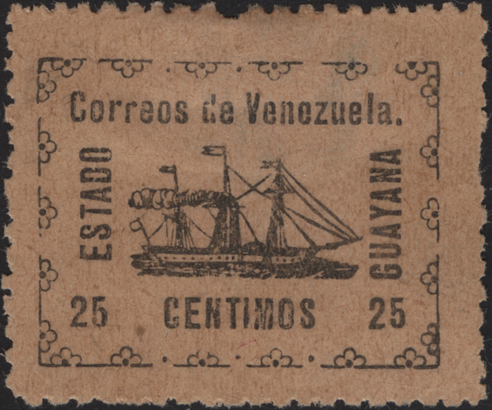 Revolutionary Steamship Banrigh on Local Stamp for the State of Guayana